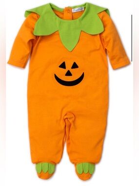 Kissy Kissy Pumpkin Footie 6–9M Halloween Baby Outfit Like New